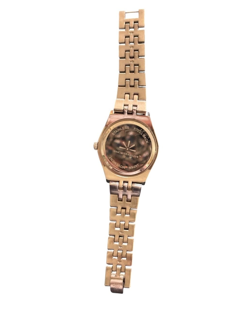 Issac Mizrahi Live Stainless Steel Chain Link Watch Rhinestone Embellished Face - Picture 3 of 5